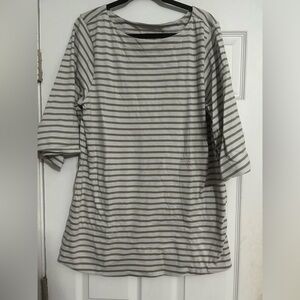 Free-est Free People Gray White Striped Mini Dress XL Boat Neck Oversized